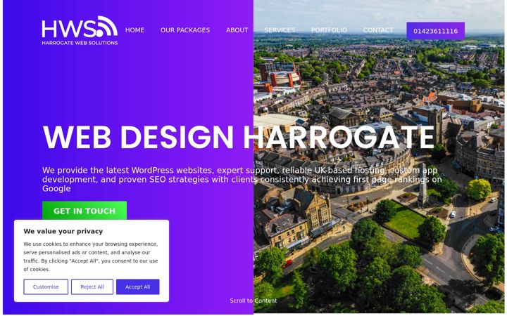 Screenshot of harrogatewebsolutions.co.uk
