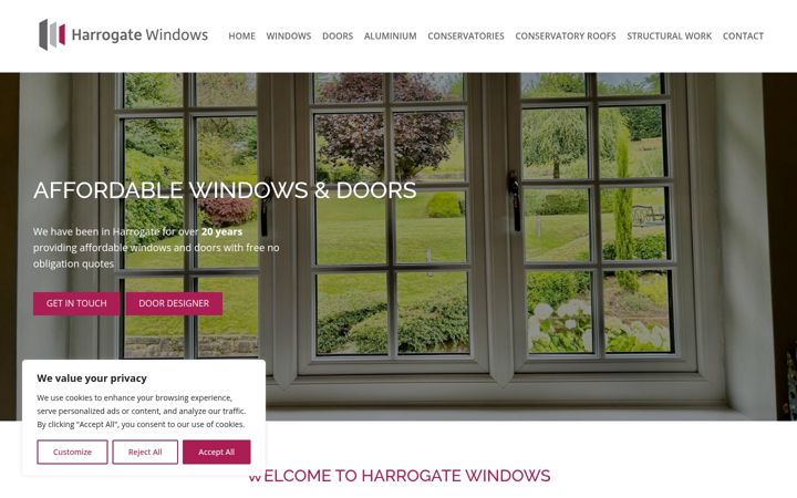 Screenshot of harrogatewindows.co.uk