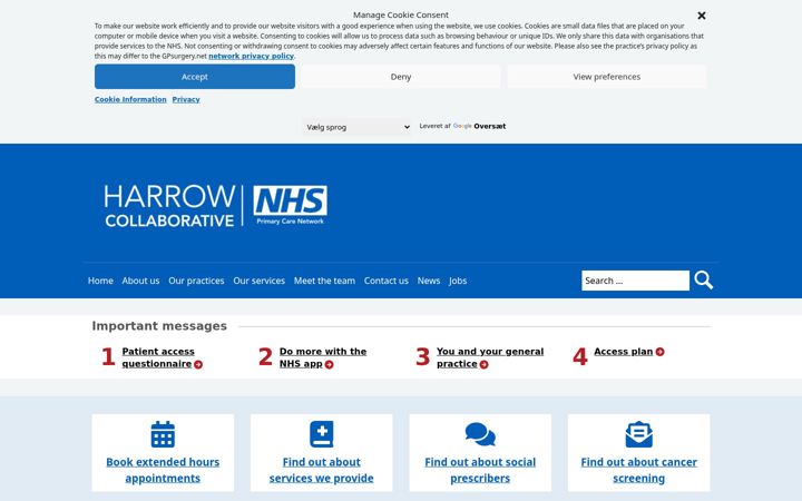 Screenshot of harrowcollaborativepcn.nhs.uk