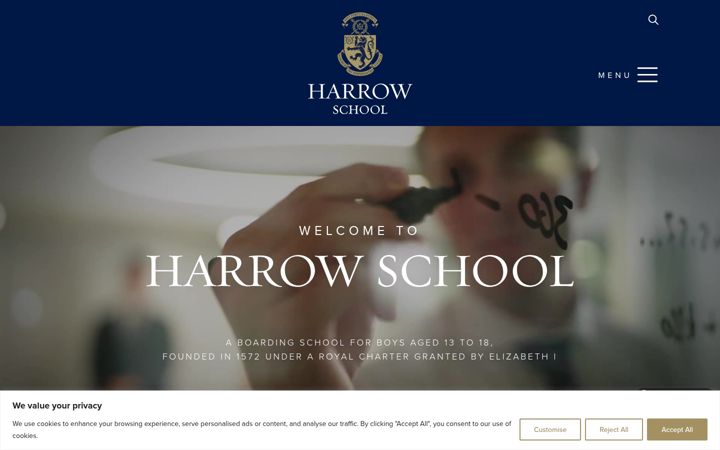Screenshot of harrowschool.org.uk