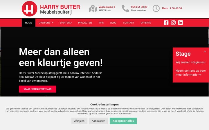 Screenshot of harrybuitermeubelspuiterij.nl