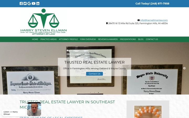 Screenshot of harryellmanlaw.com