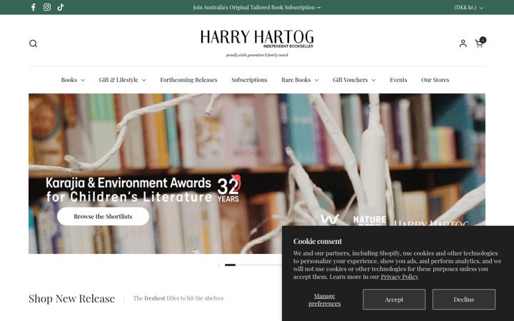 Екранна снимка на harryhartog.com.au