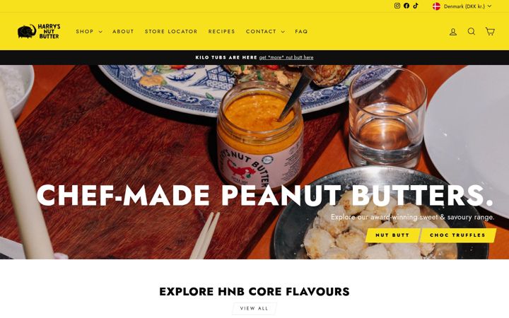 Screenshot of harrysnutbutter.com