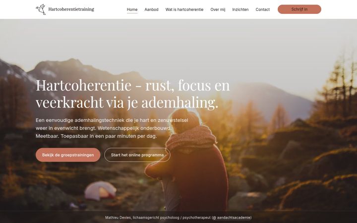 Screenshot of hartcoherentietraining.be