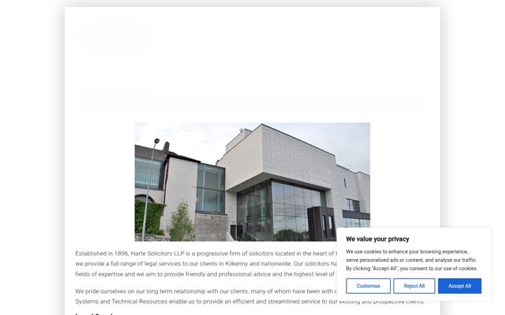 Screenshot of hartes.ie