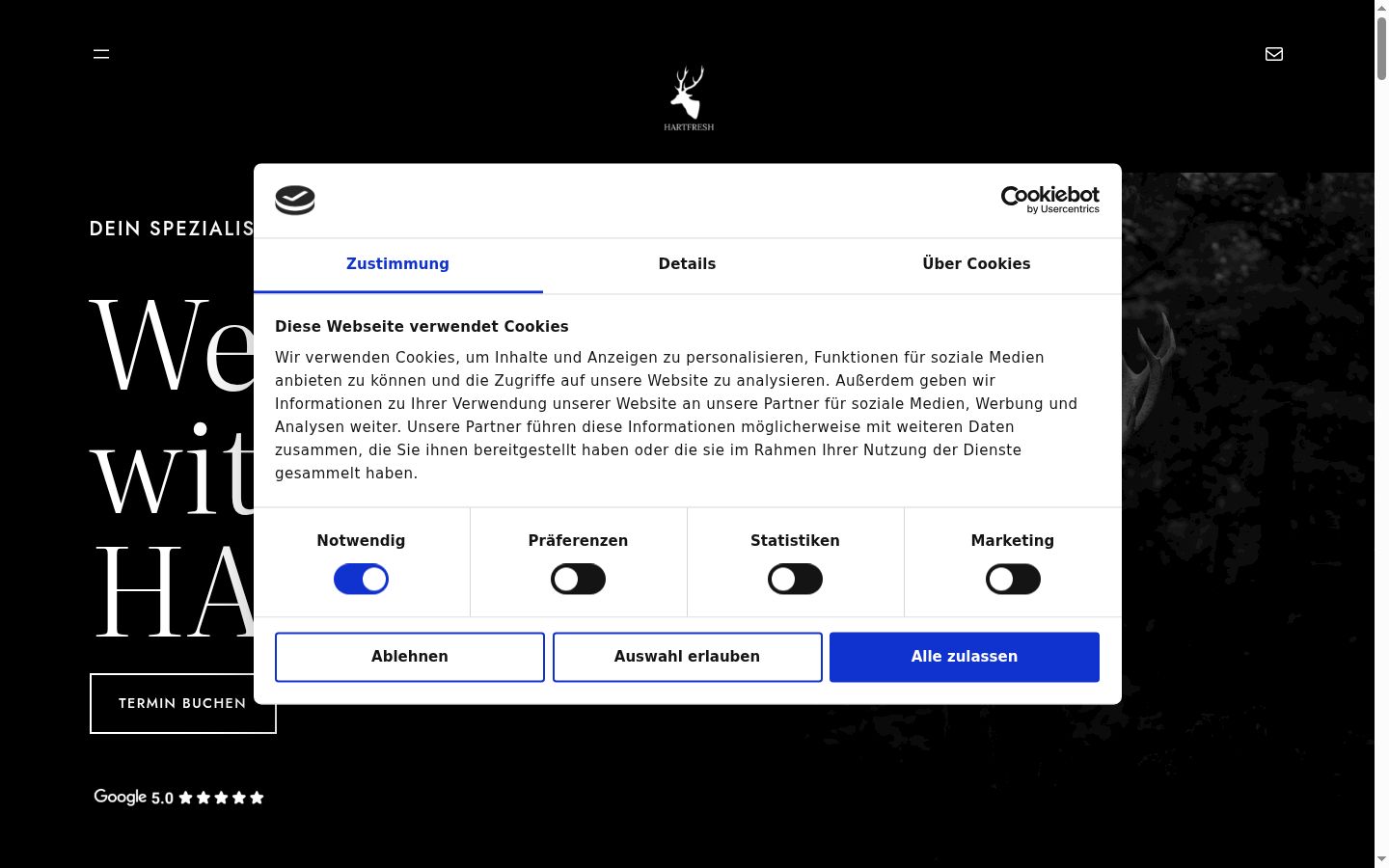 Screenshot of the consent banner shown before any interaction
