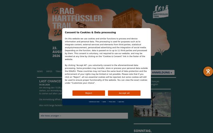 Screenshot of hartfuessler-trail.com