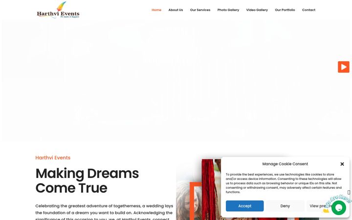 Screenshot of harthvievents.com