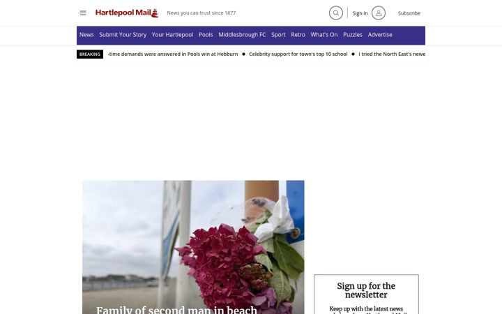 Kuvakaappaus sivustosta hartlepoolmail.co.uk