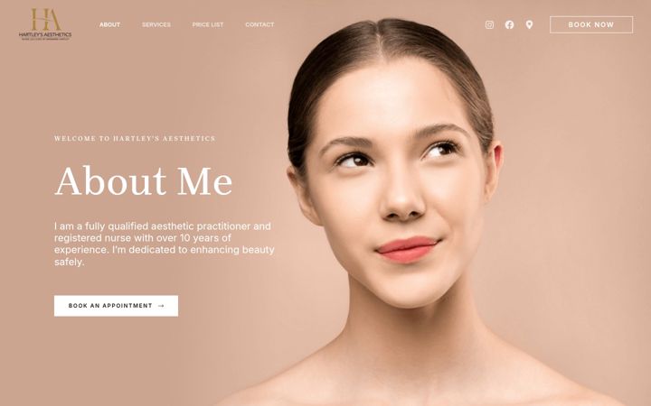 Screenshot of hartleys-aesthetics.com