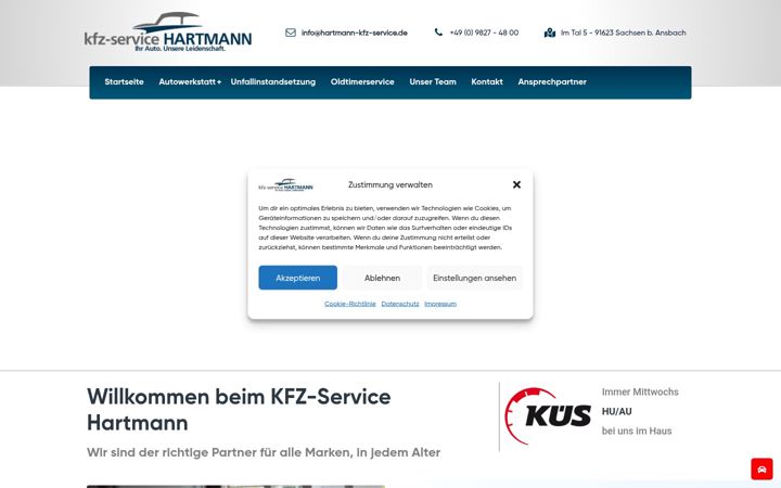 Screenshot stránky hartmann-kfz-service.de