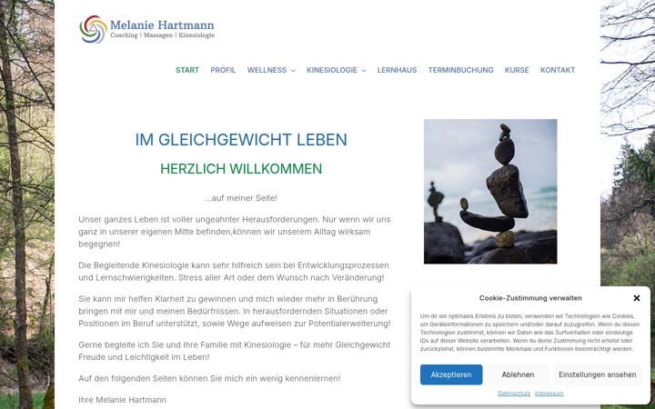 Screenshot stránky hartmann-kinesiologie.de