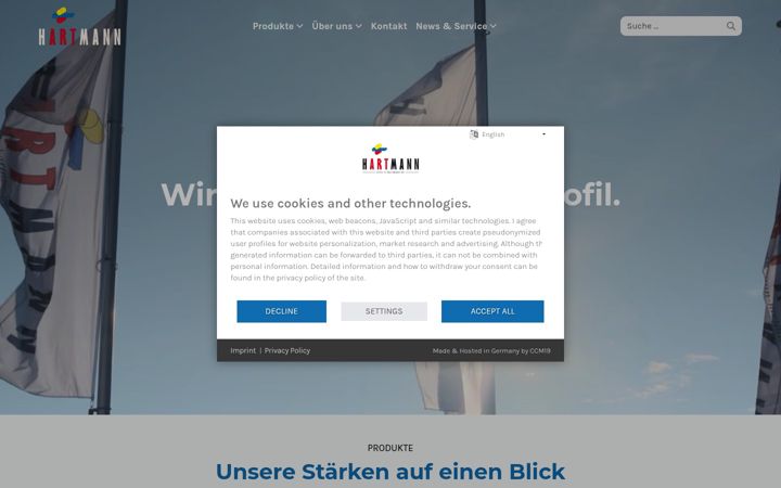 Screenshot stránky hartmann-metalle.de
