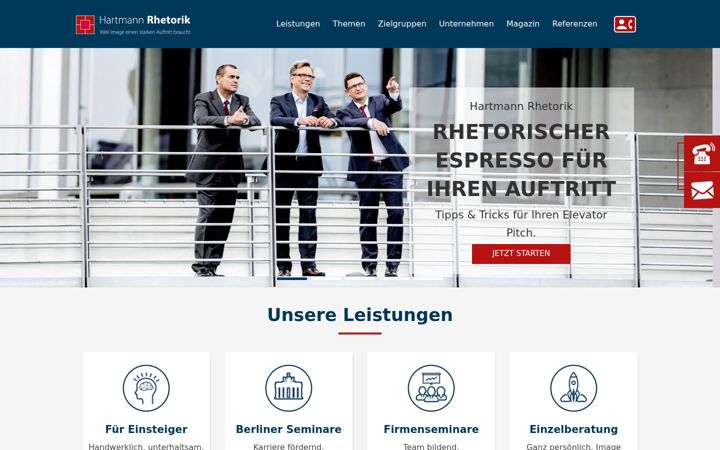 Screenshot stránky hartmann-rhetorik.de
