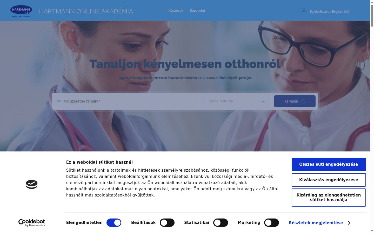 Képernyőkép a bármilyen interakció előtt megjelenő hozzájárulási bannerről