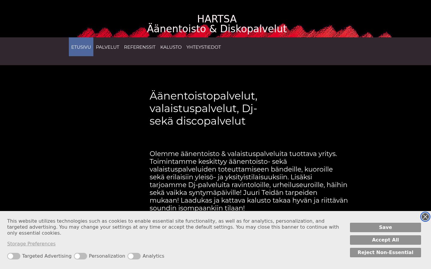 Skärmbild av samtyckesbannern som visades före någon interaktion