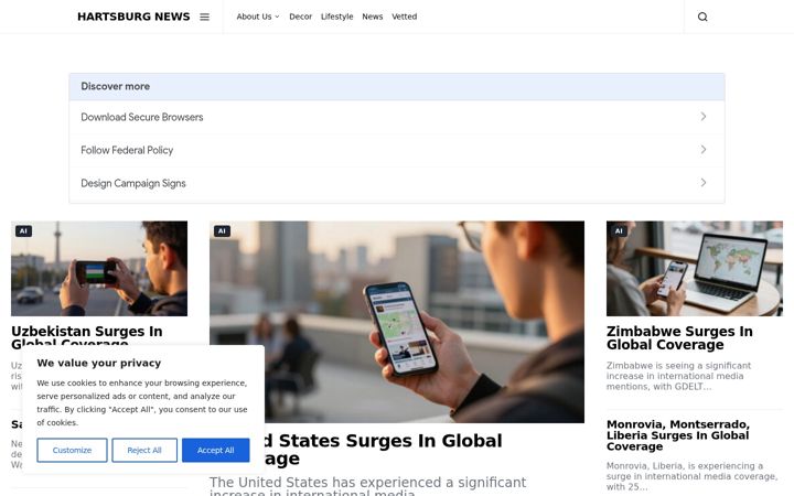 Screenshot of hartsburgnews.com