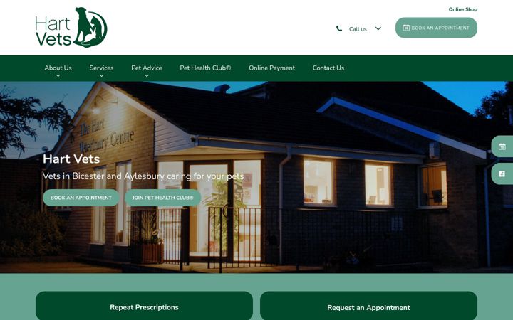 Screenshot of hartvets.co.uk