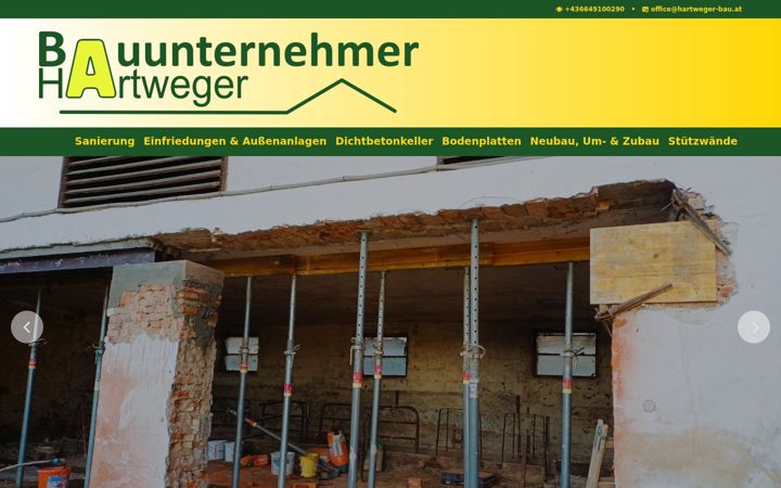 Screenshot of hartweger-bau.at