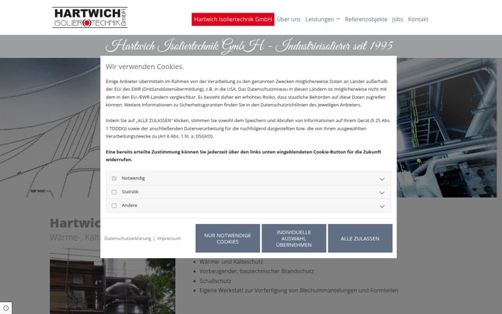 Screenshot stránky hartwich-iso.de