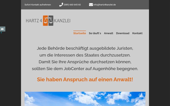 Screenshot stránky hartz4kanzlei.de