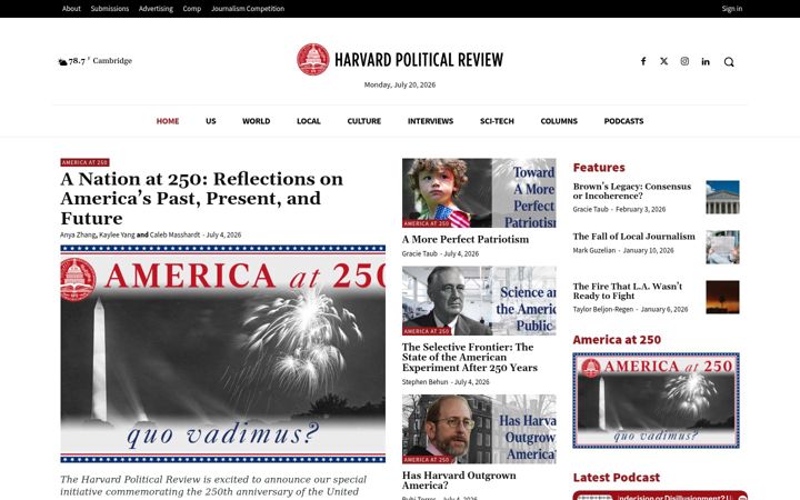 Screenshot of harvardpolitics.com