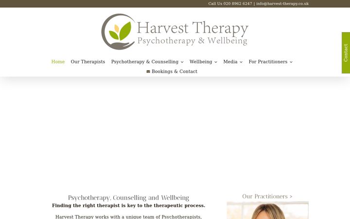 Screenshot of harvest-therapy.co.uk