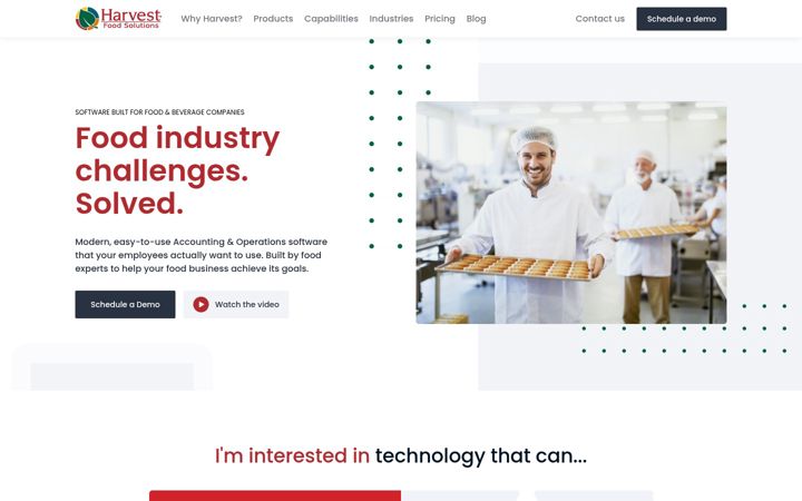 Screenshot of harvestfoodsolutions.com