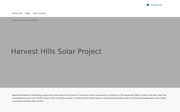 Screenshot of harvesthillssolar.com
