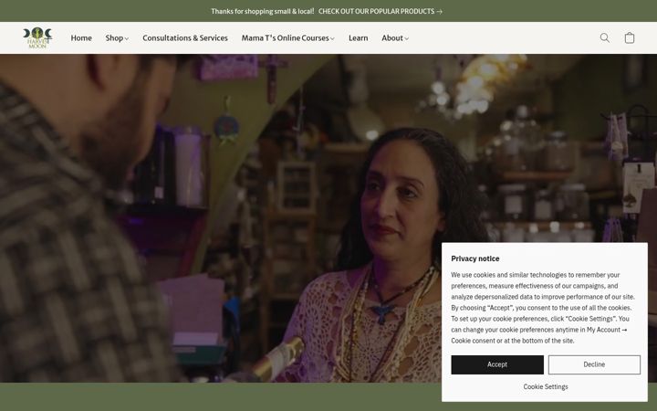 Screenshot of harvestmoonbotanica.com