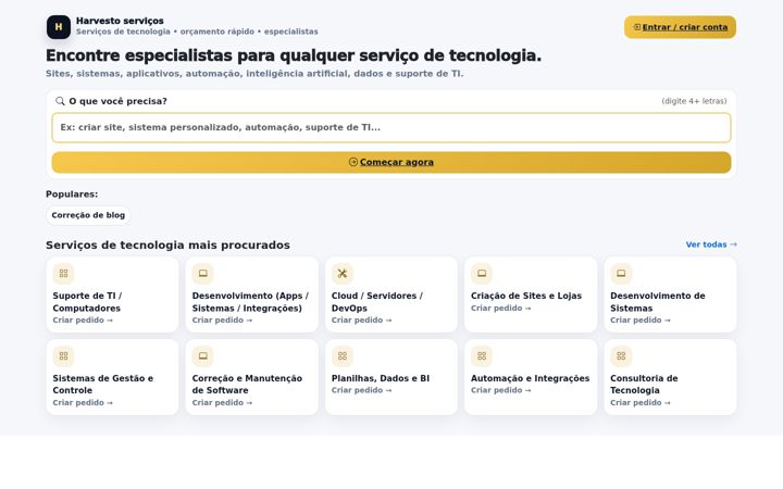 Screenshot of harvesto.com.br