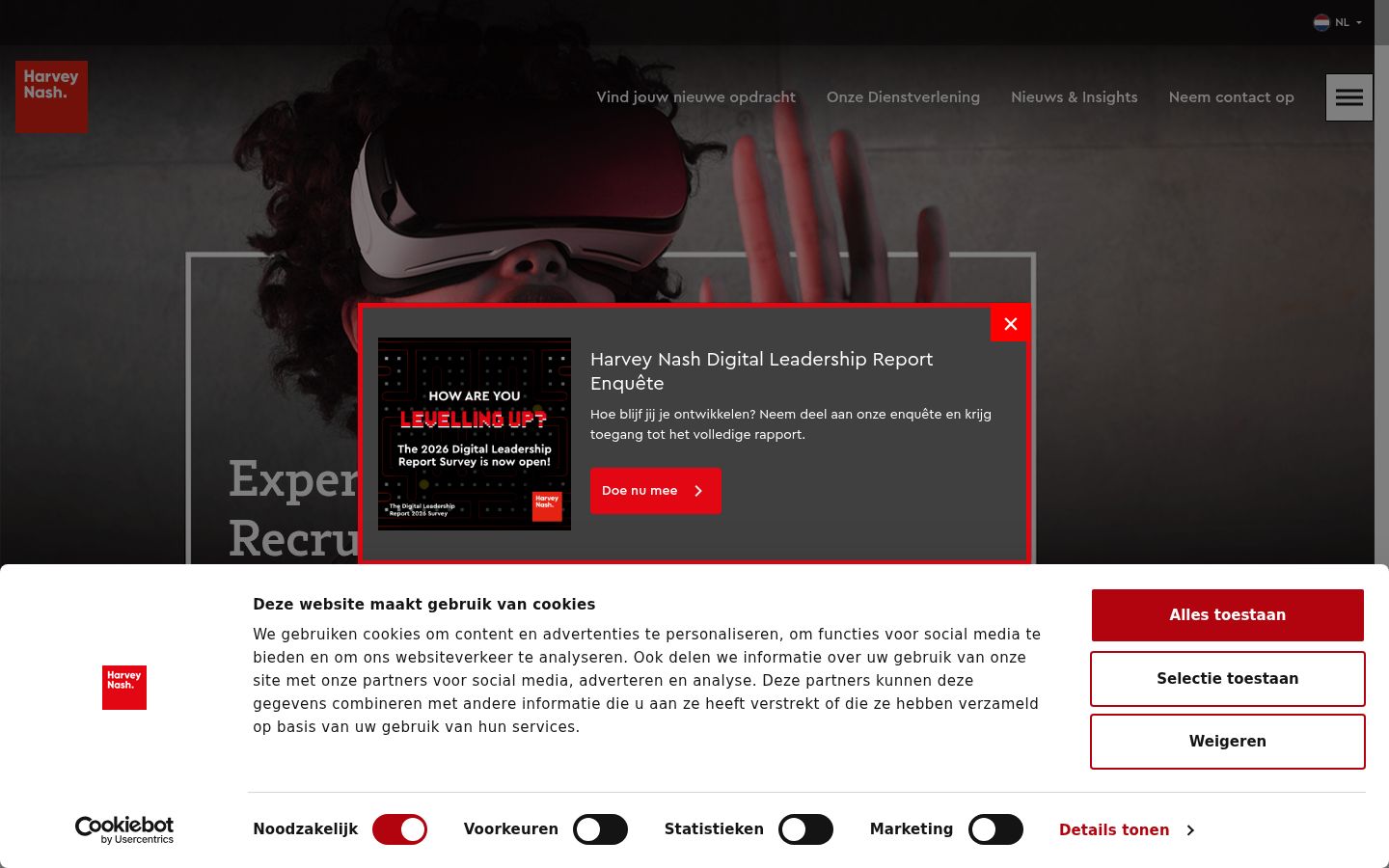 Captura de ecrã do banner de consentimento apresentado antes de qualquer interação