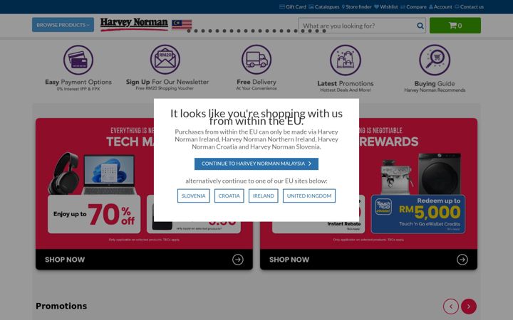 Screenshot of harveynorman.com.my