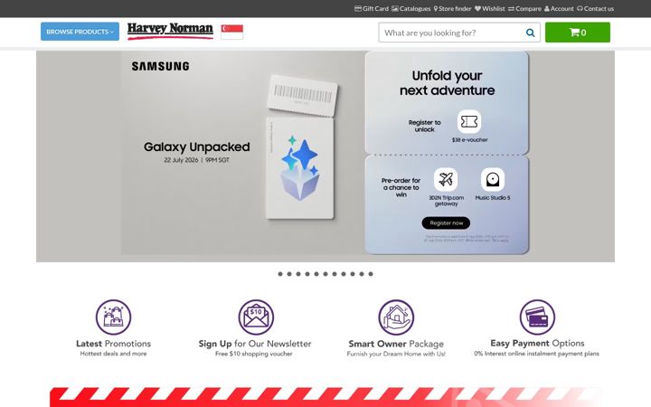 Screenshot of harveynorman.com.sg