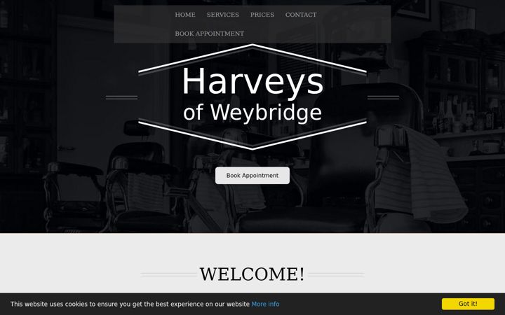 Screenshot of harveysofweybridgebarbers.co.uk