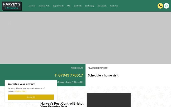 Screenshot of harveyspestcontrolbristol.co.uk