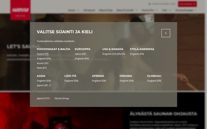 Screenshot of harvia.fi