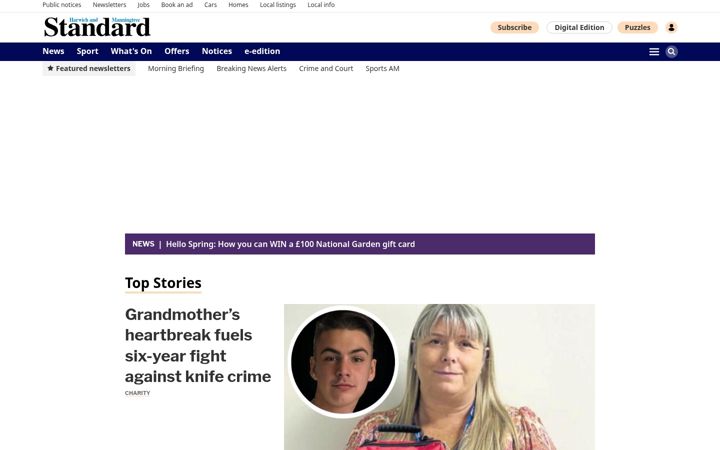 Screenshot of harwichandmanningtreestandard.co.uk