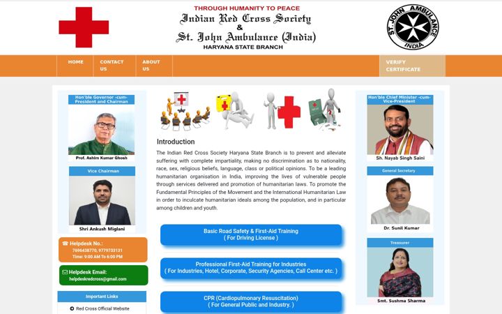 Captura de pantalla de haryanaredcross.in