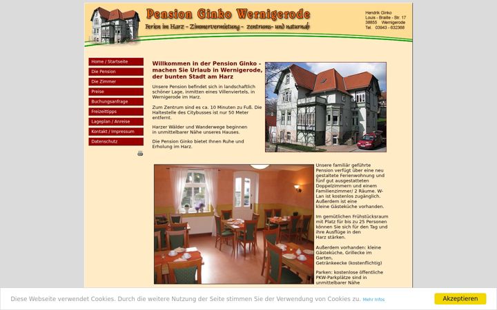 Screenshot of harz-pension-ginko.de