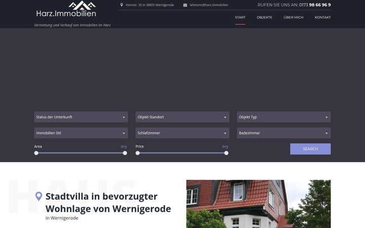 Screenshot of harz.immobilien