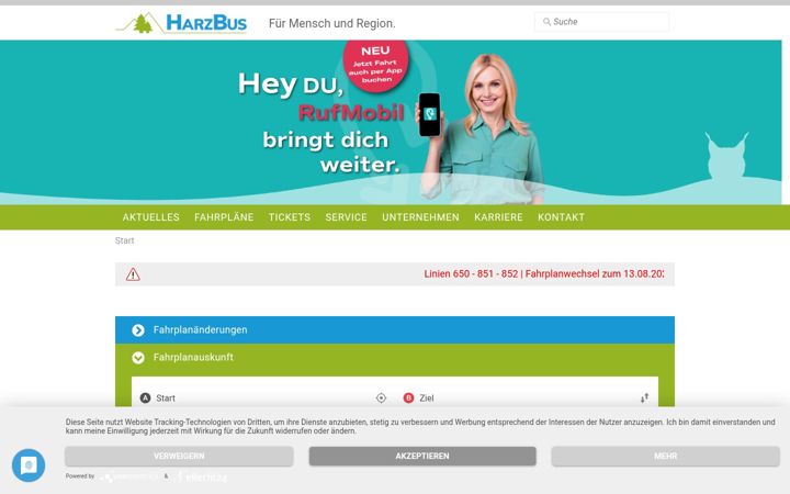 Képernyőkép: harzbus-goslar.de