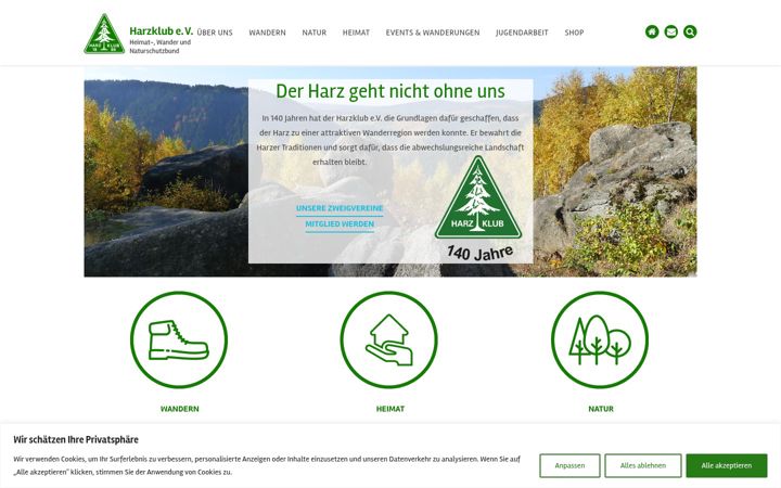 Screenshot of harzklub.de