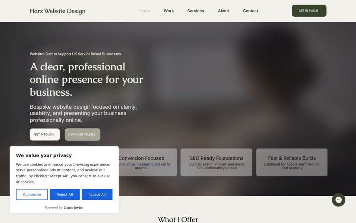 Screenshot of harzwebsitedesign.com