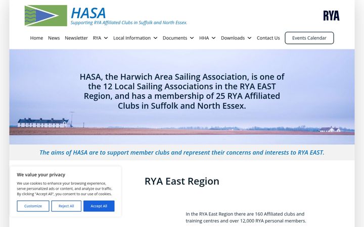 Screenshot of hasa-ryaeast.co.uk