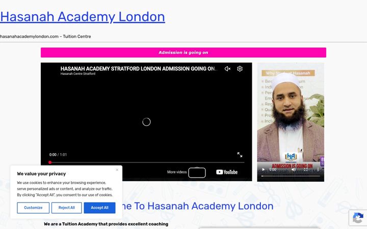 Screenshot of hasanahacademylondon.com