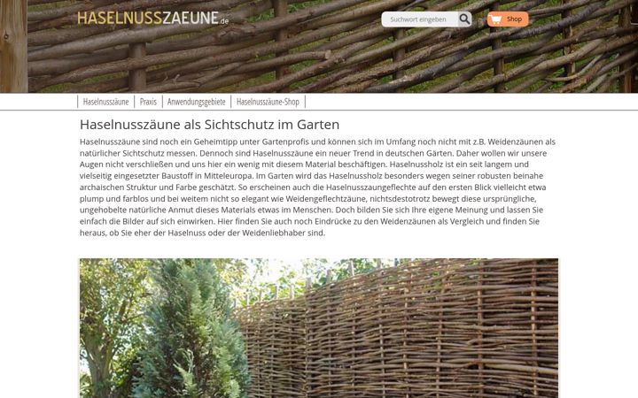Screenshot of haselnusszaeune.de