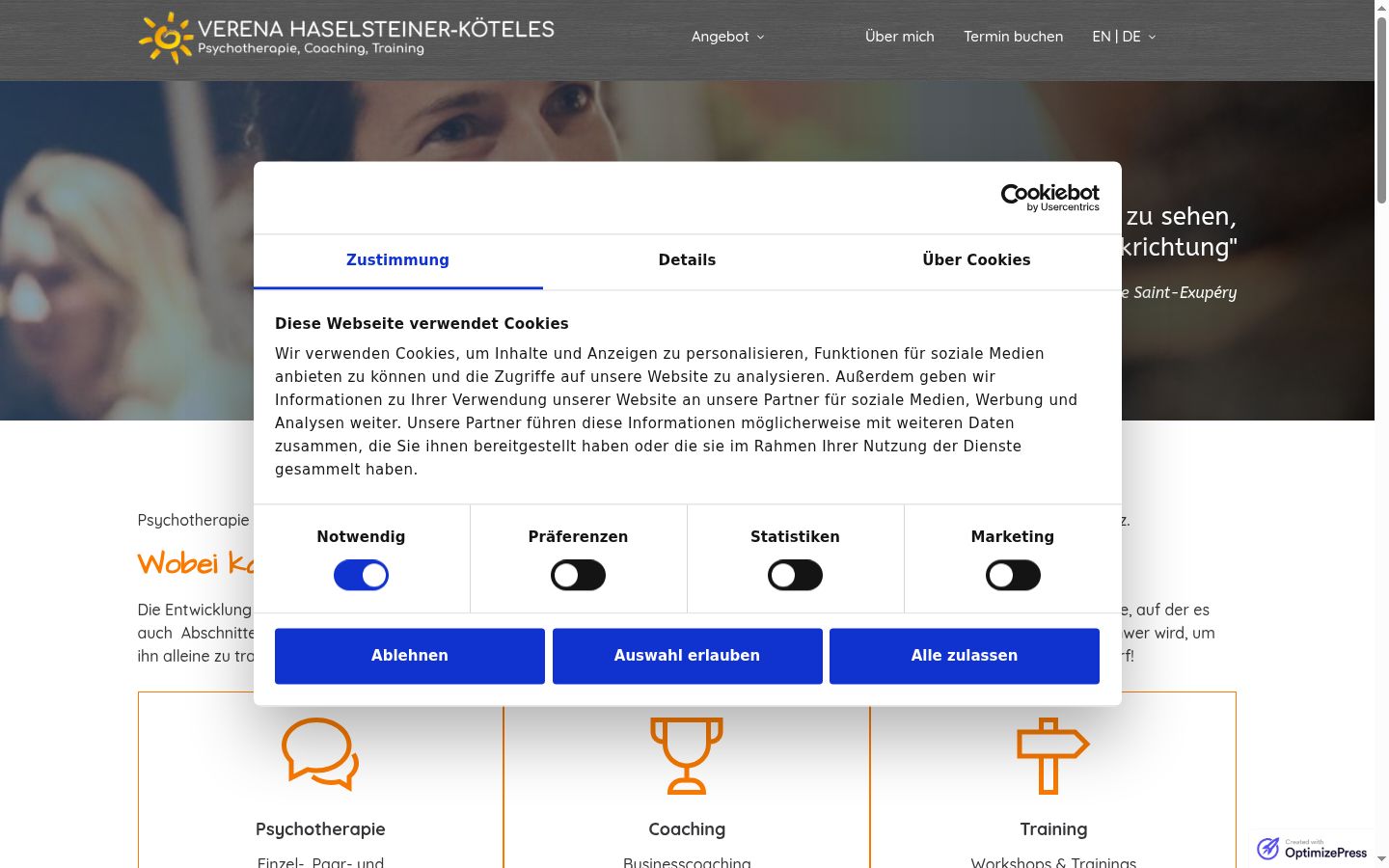 Screenshot van de toestemmingsbanner zoals getoond vóór enige interactie