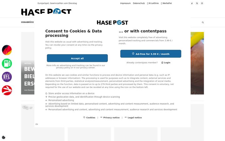 Screenshot of hasepost.de